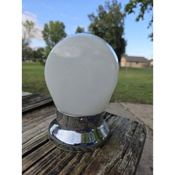 Vintage Wall Mount Bathroom Light Fixture With Art Deco Globe Plus Outlet - Picture 3 of 12